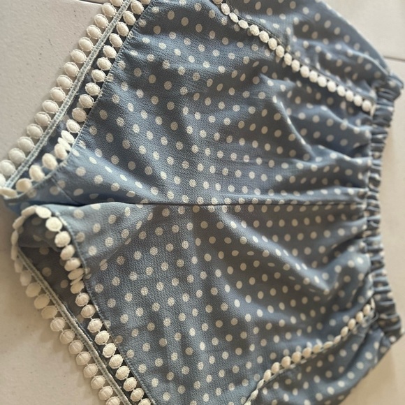 sadie sage Shorts Size XS Made In USA Powder Blue Polka Dots Pom Poms Boho - Picture 4 of 6
